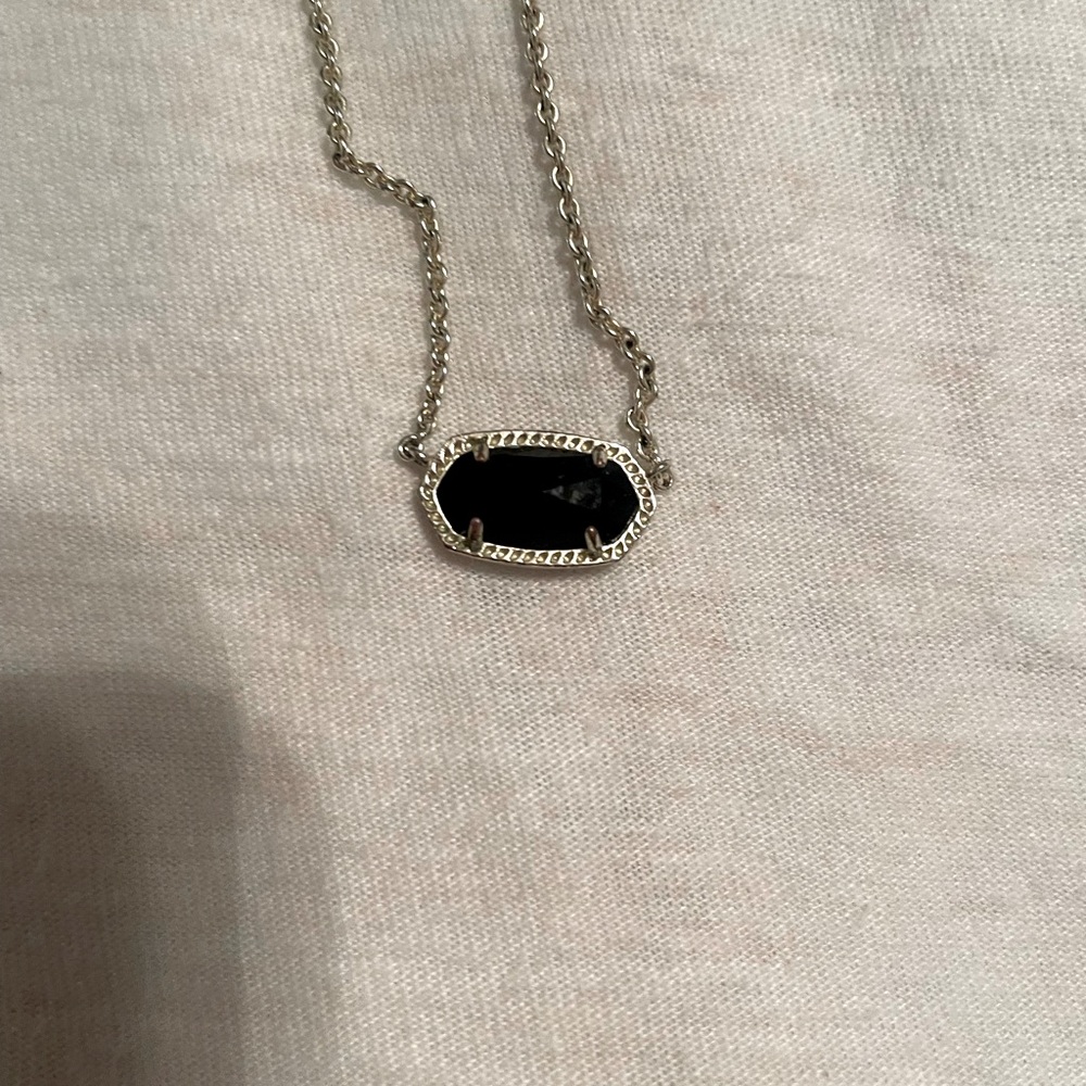 Kendra Scott Silver Necklace with Black Stone